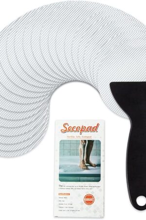 24 PCS Original Non-Slip Bathtub Stickers, Safety Bathroom Tubs Showers Treads Adhesive Decals Scraper