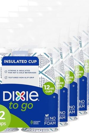 Dixie To Go Paper Coffee Cups, 12 oz, 132 ct, Disposable Insulated Paper Cups for On-The-Go Hot or Cold Beverages