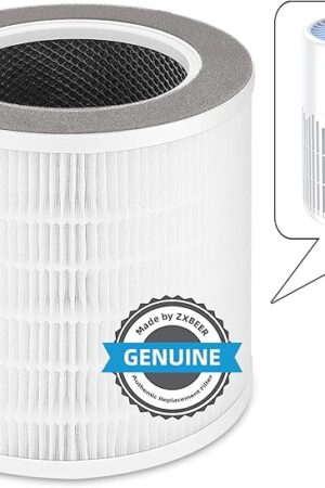 ZXBEER True HEPA Filter Compatible With Model ZXA101 Air Purifier, H13 True HEPA Air Cleaner 360° 3-stage Filtration, 3-in-1 High-efficiency