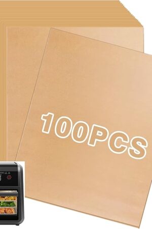 Air Fryer Liners Disposable, 100Pcs Parchment Paper Compatible with Chefman 12-Quart Air Fryer Oven with Digital Timer, Unbleached Parchment Paper Sheets for Chefman 12-Quart Air Fryer