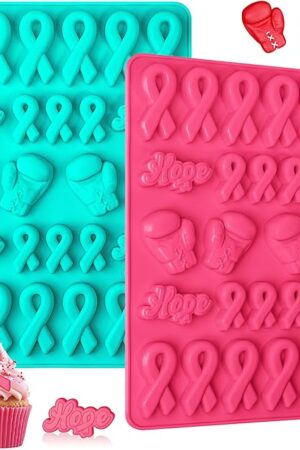Webake Ribbon Chocolate Mold with 4 Different Shapes, 26-Cavity Silicone Ribbon Molds for Chocolate, Candy, Cupcake Decorations, Pack of 2