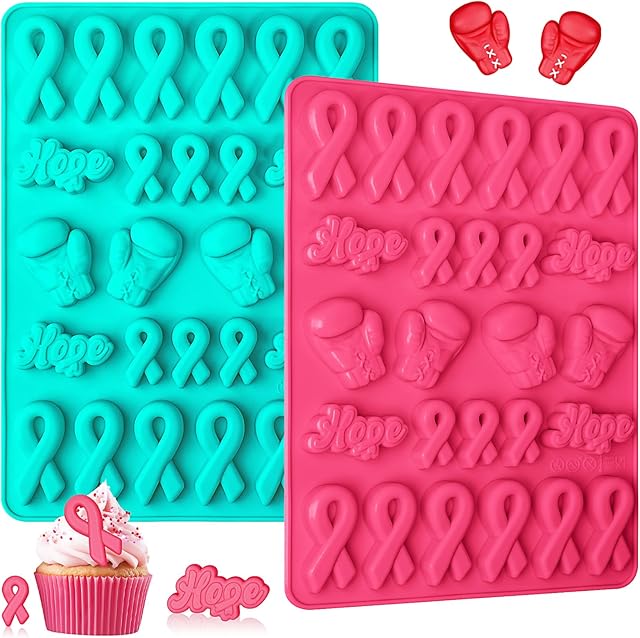 Webake Ribbon Chocolate Mold with 4 Different Shapes, 26-Cavity Silicone Ribbon Molds for Chocolate, Candy, Cupcake Decorations, Pack of 2