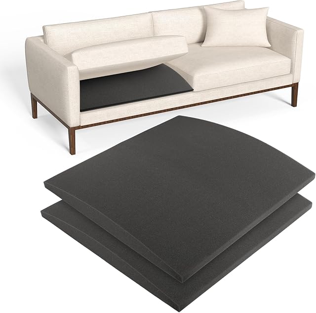 Couch Cushion Support,20" x 20" High-Density Curved Foam,Sofa Cushion Support Board,Couch Supports for Sagging Cushions,Couch Supporter for Under The Cushions, Set of 2, Dark Grey