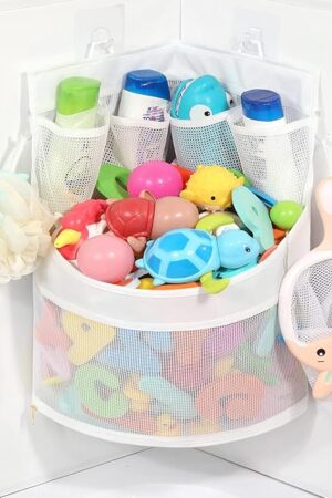 Baby Bathtub Toy Storage 17" x 13" Bathtub Toy Holder Mesh Let Baby Bathtub Toys To Dry Faster, Bath tub Toy Organizer For 1-3 Year Old Toddler Bathtub Toys