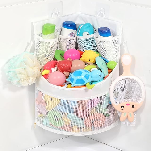Baby Bathtub Toy Storage 17" x 13" Bathtub Toy Holder Mesh Let Baby Bathtub Toys To Dry Faster, Bath tub Toy Organizer For 1-3 Year Old Toddler Bathtub Toys