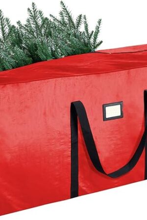 BALEINE 7.5 ft Christmas Tree Storage Bag, Heavy Duty Extra Large Artificial Christmas Tree Bag with Reinforced Handles and Dual Zippers Wide Opening (Red, 7.5 ft)