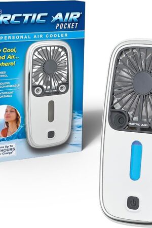 Arctic Air Pocket Small Portable Fan, Powerful, Personal Air Cooler with 3 Adjustable Speeds, 12-Hour Battery Life, Hand Fan for Indoor and Outdoor Use