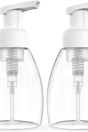 BRIGHTFROM Foaming Soap Dispenser Pump Bottles, BPA Free Empty Refillable Plastic Container for Liquid Soap - Kitchen, Bathroom, Commercial - 8oz (250ml) Pack of 2 Clear