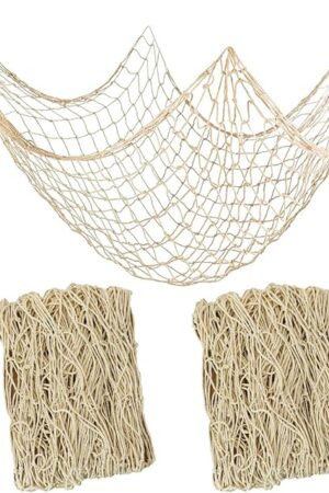 2 PCS Fish Net Decorations, 80 x 40 Inch, Ocean Themed Party Decor Beach, Nautical Wall Hanging Fishing Net for Coastal Bedroom, Bathroom, or Under The Sea Party Decorations