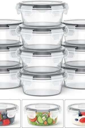 10 Pack Reusable Snack Containers with Lids 8 oz for Kids Toddler Adults,Meal Prep Overnight Oats Salad Food Storage Containers BPA Free Pp Food Grade