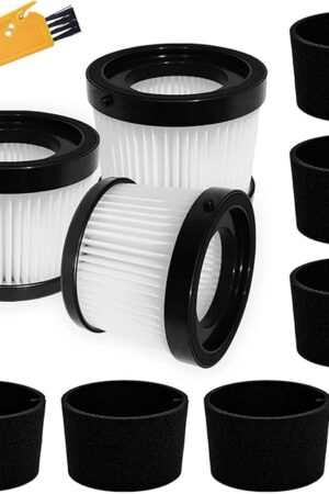 DCV5011HH DCV501HB HEPA Filter Compatible with DEWALT DCV501HB 20V Cordless Handheld Vacuum, 3 HEPA + 6 Foam Sleevers + 1 Cleaning Brush