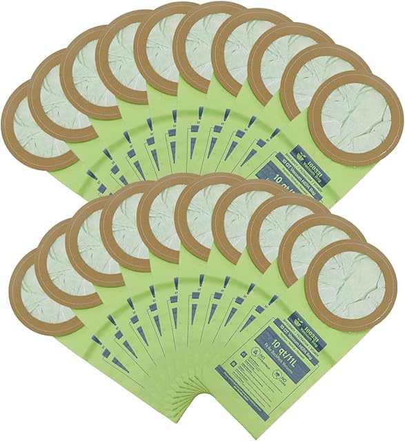 20 Pack 100331 Backpack Vacuum Bags Fit for ProTeam 10 QT Backpack Vacuum Cleaner,Replace #100331 Open Cirular Collar