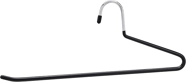 Amazon Basics Trouser/Slack Hangers Easy Slide Organizers, 30-Pack, Metal, Rubber, Black/Silver