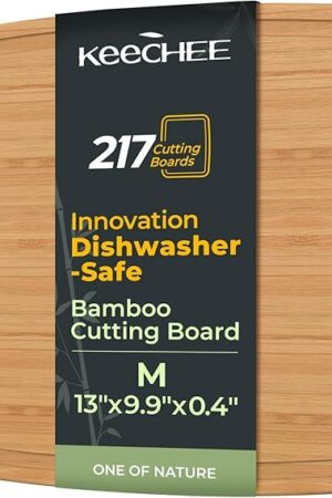 Dishwasher Safe Durable Lightweight Bamboo Wood Cutting Boards for Busy Kitchen, Easy Storage & Clean Wooden Chopping Boards Reversible with Juice Groove, Kitchen Gift for Home Cooks