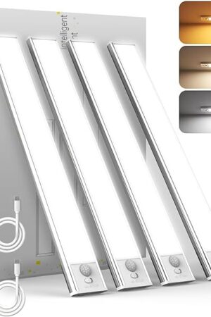 DAYBETTER Under Cabinet Lighting 8 inch Motion Activated Wireless Rechargeable Under Cabinet Lights for Kitchen Motion Sensor Activated Luces para Gabinete con Sensor de Movimiento,Inalámbricas 4 Pack