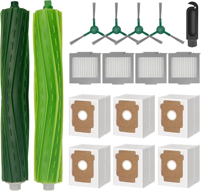 17 Pack Accessories Kit for iRobot roomba Plus 504 Vac & max 705 vac Vacuum Cleaner, Replacement Parts with 6 Dust Bags, 4 Filters, 4 Side Brush, 2 Main Brushes, 1 Cleaning Tool