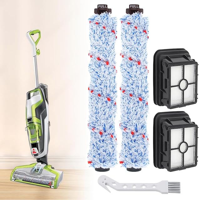 2PC Vacuum Brush Rolls 1868 Multi-Surface and 2PC 1866 Replacement Vacuum Filters, Compatible with Bissell CrossWave 2306A 1785A 3888A Vacuum Cleaner, Compare to Part 1608683, 160-8683, 1608684