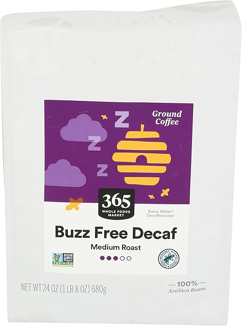 365 by Whole Foods Market, Buzz Free Decaf Ground Coffee, Medium Roast, 24 Ounce