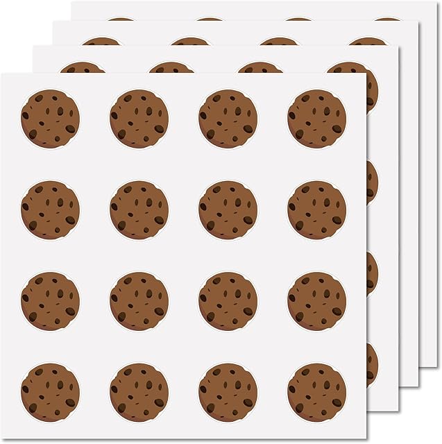 CREATCABIN 128Pcs Chocolate Chip Cookie Stickers Cookie Monster Stickers Waterproof Round Label Stickers for Packaging Cookie Bags Phone Water Bottle Laptop Scrapbook Refrigerator 1 Inch