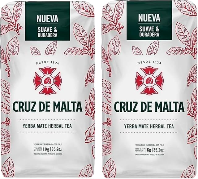 YERBA MATE CRUZ de MALTA 2.2lb 1 kilo (Pack Of 2)