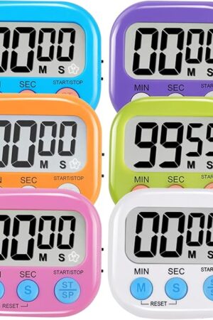 6 Pack Multi-Function Electronic Timer - Magnetic Digital Timers Big LCD Display The Loud/Silent Switch Countdown Timer Extensively Use in Break Time, Cooking,Gym, Meeting, Classroom