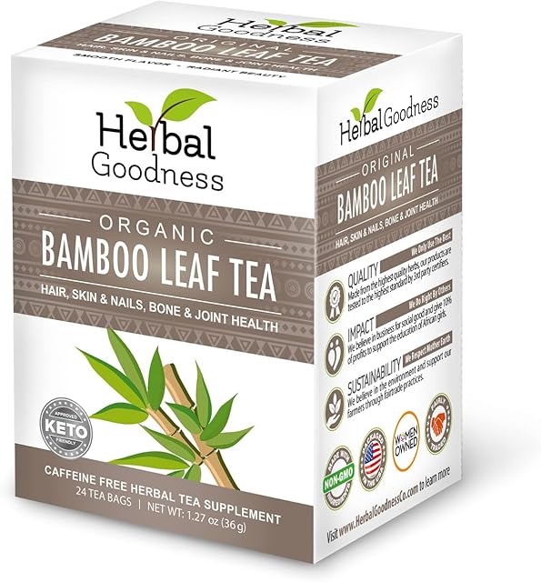 Bamboo Silica Supplements Herbal Tea 24 Bags - Organic Hair, Skin and Nails Vitamins Collagen Tea - Traditional Medicinals Tea for Facilitating Digestion, Detoxification & Strengthening Teeth & Gum