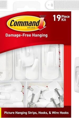 Command Variety Pack, Including 10 Pairs of Picture Hanging Strips, 6 Wire Hooks and 8 Utility Hooks for Hanging, Organization and Storage, Damage-Free Hanging Up to 19 Items, 1 Kit