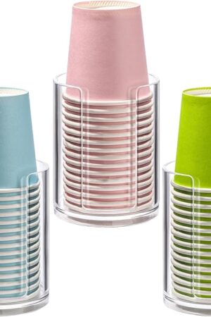 3 Pack Bathroom Cup Dispenser 3 oz Countertop Storage Mouthwash Cups Holder, Plastic Small Disposable Paper Cup Holders for Bathroom Sink Counter