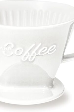 Creano XXL Porcelain Coffee Dripper White - Ceramic Cone Brewer - Pour Over Coffee Maker - Filter Size 4 - huge and heavy quality 800gr/28oz - 6 Colours availeble
