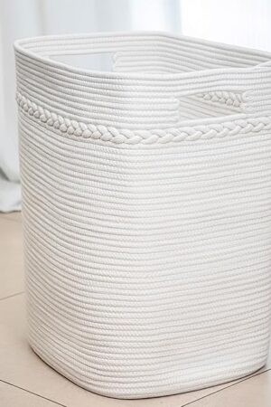 Collapsible Laundry Hamper by Homlikelan,75L Large Cotton Woven Laundry Basket with Handles,20"Tall Blanket Basket for Living Room,Bedroom,Storage Basket for Clothes,Toys,White