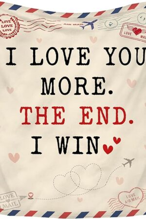 Anniversary Wedding Gifts for Women - I Love You More Soft Fleece Throw Blanket 50x60 in - Birthday Gifts for Girlfriend Boyfriend Him Her, Wife Husband Gift Ideas, Couple Blanket