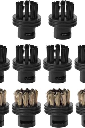 10 Pack Steam Cleaner Brush Heads, Compatible Steam Cleaner, Replacement Parts Accessories Cleaning Brush Head for Hard Surface (6 Pack Nylon Brushes + 4 Pack Steel Brushes)