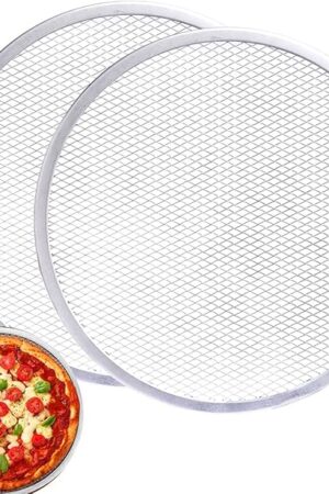 2 Pack 12-Inch Pizza Screen,Aluminum Pizza Baking Screen, Seamless
