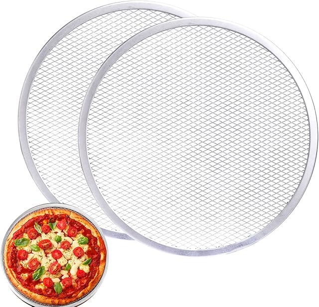 2 Pack 12-Inch Pizza Screen,Aluminum Pizza Baking Screen, Seamless