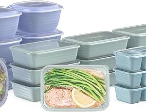 Bentgo Prep 60-Piece Variety Meal Prep Kit - Reusable Food Containers 1-Compartment Trays, Prep Bowls, & Snack Boxes for Healthy Eating - Microwave, Freezer, & Dishwasher Safe (Floral Pastels)