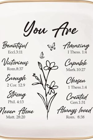 Christian Gifts for Women - Jewelry Tray，Confirmation Gifts for Teen Girls，Bible Verse Gift，Religious Gifts for Women，Baptism Gifts for Girl，Great Gift for Daughter’s Confirmation (You Are)