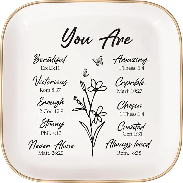 Christian Gifts for Women - Jewelry Tray,Confirmation Gifts for Teen Girls,Bible Verse Gift,Religious Gifts for Women,Baptism Gifts for Girl,Great Gift for Daughter’s Confirmation (You Are)
