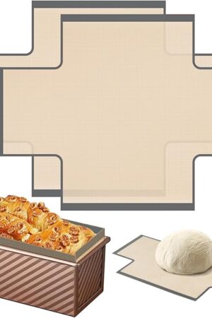 2Pcs Silicone Bread Loaf Pan Liner, Non-Stick & Easy Clean Loaf Baking Liner, Reusable Sourdough Bread Baking Mat Tools Supplier Liner, Best Fits 9x5" or 1.5lb Loaf Pans