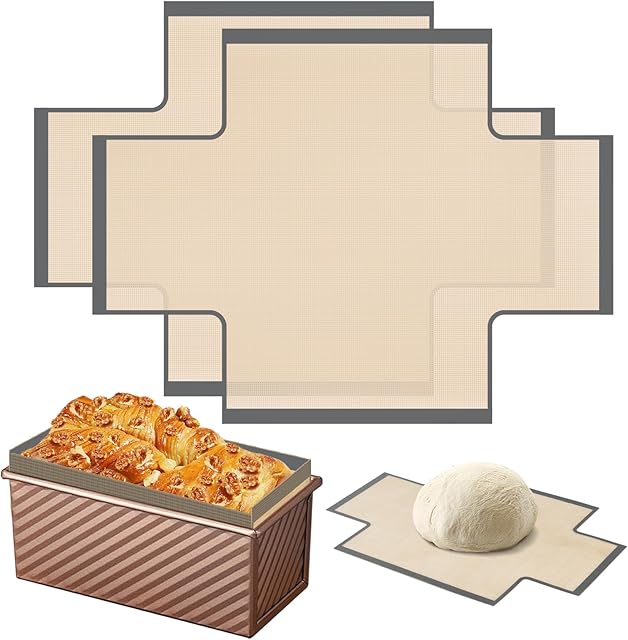 2Pcs Silicone Bread Loaf Pan Liner, Non-Stick & Easy Clean Loaf Baking Liner, Reusable Sourdough Bread Baking Mat Tools Supplier Liner, Best Fits 9x5" or 1.5lb Loaf Pans