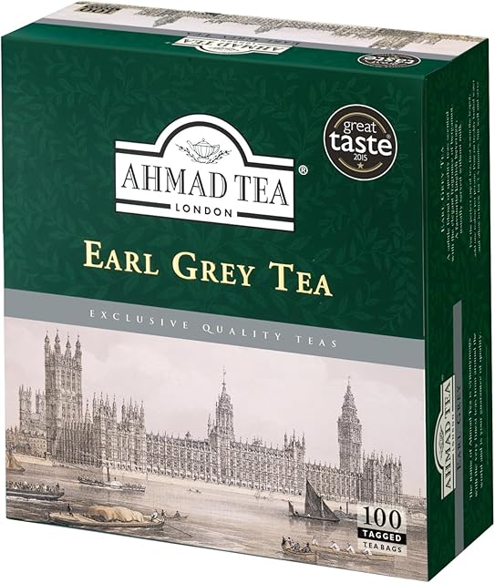 Ahmad Tea Earl Grey Tea, Tagged Teabags without envelopes, 100 Count