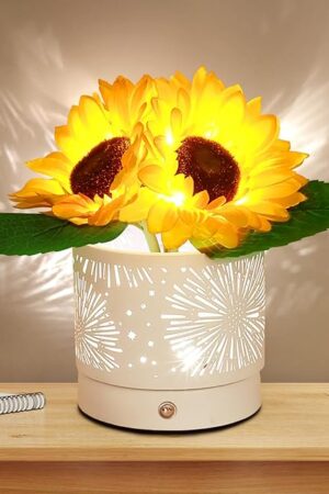 Birthday Gifts for Women,Sunflower Flower Cordless LED Touch Table Lamp,3-Colour Infinitely Dimming Rechargeable Small Night Light for Festival,Restaurant,Bedroom,Office Decor Gifts for Mom