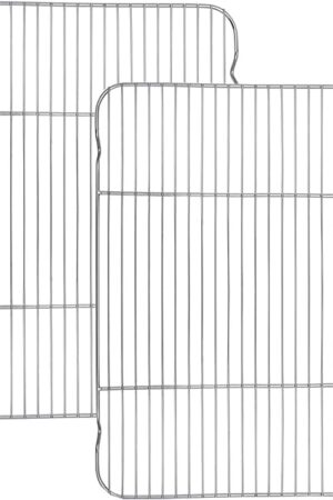 Baking Cooling Rack Set of 2, E-far 16.5"x11.5" Stainless Steel Metal Roasting Cooking Racks, Fits in Half Sheet Cookie Pans, Non Toxic & Rust Free, Oven Proof & Dishwasher Safe