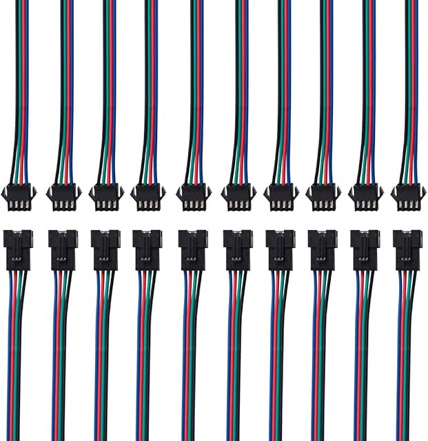 BTF-LIGHTING 10 Pairs 4pin SM JST 15cm Cable Female/Male connectors for Led Strip RGB 5050 3528 WS2801 APA02 WS2815 WS2813