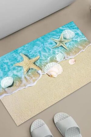 Bathroom Rugs Bath Mat Seashells Starfish Rubber Backed Bathroom 16x24 in