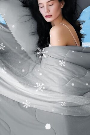 DOWNCOOL Cooling Comforter, Grey Cooling Blanket Queen Size, Cooling Duvet for Hot Sleeper, Breathable Summer Quilt, Lightweight Soft Q-Max>0.4 Arc-Chill Cool Comforter,90"X90"