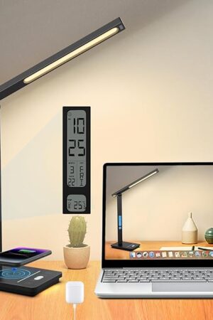 10 in 1 Smart Desk Lamp Led, Desk Light for Colleage Drom Room Office, Eye-Caring Table Lamp with Night Light, Lamp for Desk with 10W Wireless Charger, Dimmable Touch Lamp, Birthday Gifts for Women