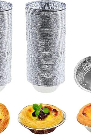 100 Pcs Aluminum Foil Mini Pans, Great for Baking Tarts, Quiche, Pudding, etc.