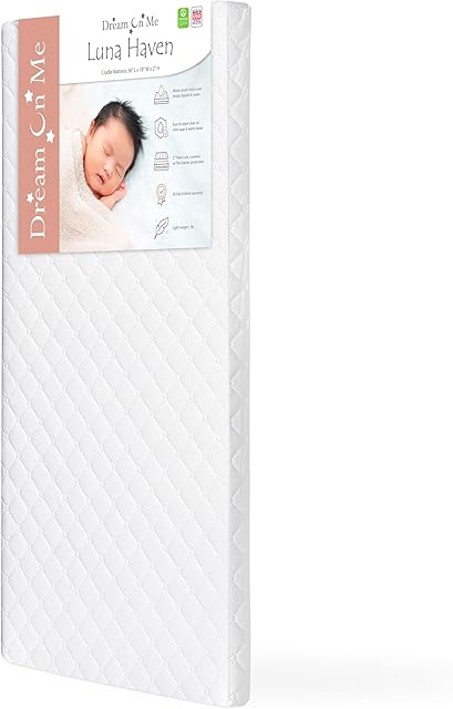 Dream On Me Luna Haven 2" Cradle Mattress, Waterproof Cover, Fiber Core, Greenguard Gold Certified, Proudly Made in USA