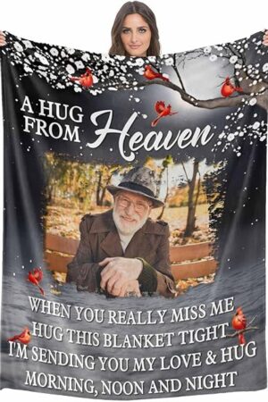 Custom Memorial Blanket with Photos for Loss of Loved One, Loving Memory Personalized Sympathy Blanket for Loss of Dad Mom Husband Wife Friend in Memory of Loved One Gifts, Made in USA