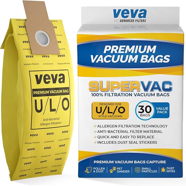 VEVA 30 Pack Premium SuperVac Vacuum Bags Type U/L/O Microlined compatible with Kenmore Sears Upright vacuum cleaners replacement Style U, L, O, 5068, 50688, 50690, 50105 bags